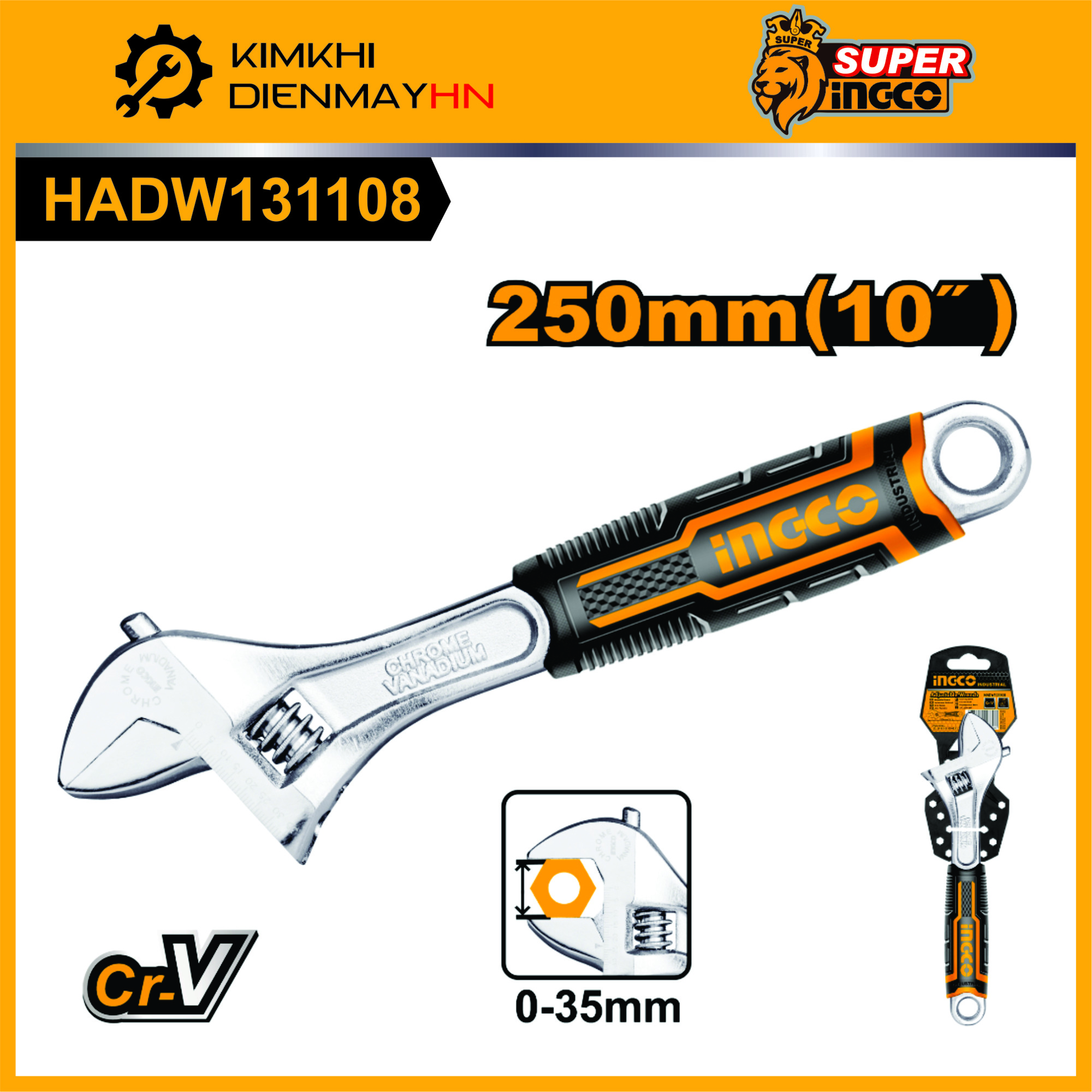 Mỏ lết cán bọc nhựa ingco hadw131108 dài 250mm