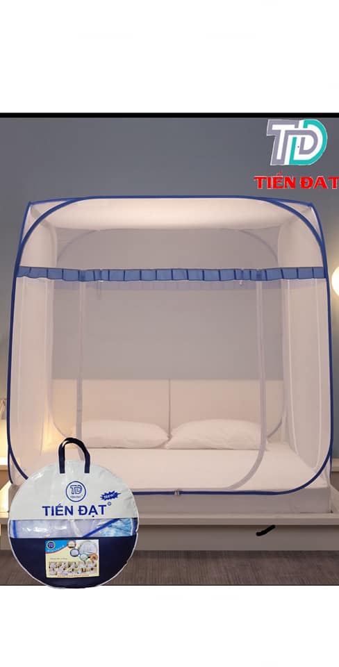 Mùng Màn chụp tự bung đỉnh rộng kích thước 1m6 x 2m, mùng chụp gấp gọn tiện dụng TIẾN ĐẠT không  chân viền cao cấp