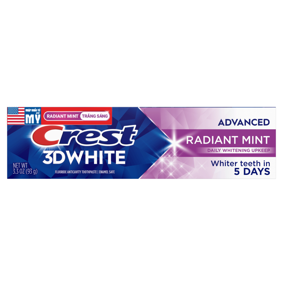 [QT_OralB] Kem Đánh Răng CREST Nhập Khẩu Mỹ 3D White Radiant Mint Tuýp 93G