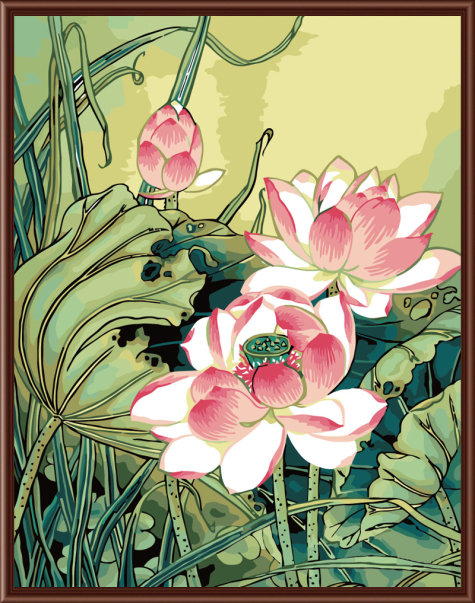 KHUNG 1.6 CM- Tranh sơn dầu số hóa, size 40x50-TẶNG KHĂN,ĐÃ CĂNG KHUNG,CÓ SƠN BÓNG-MÀU-3CỌ-đinh treo tường