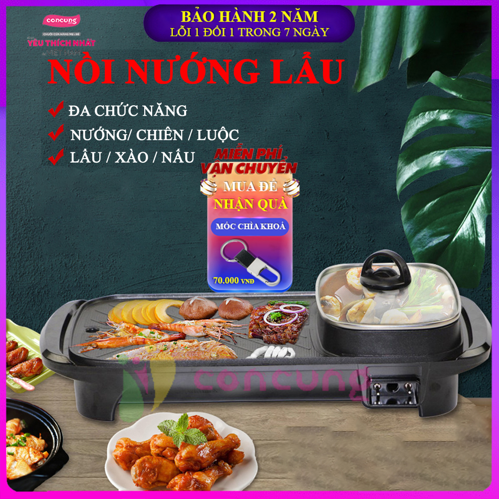 Nồi lẩu nướng điện đa năng, bếp nướng lẩu điện 2 ngăn đa năng mini, nồi lẩu điện mini đa năng 2 ngăn, nồi nướng điện siêu tốc chống dính thế hệ mới ( Bảo hành 2 năm lỗi 1 đổi 1 trong 7 ngày )