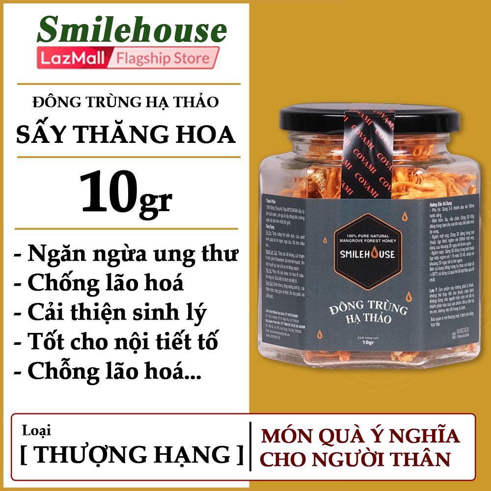 [ THƯỢNG HẠNG ] Đông trùng hạ thảo sấy thăng hoa thương hiệu Smilehouse 10GR,  Chống lão hóa ,phòng ngừa ung thư ,tim mạch ,bồi bổ cơ thể