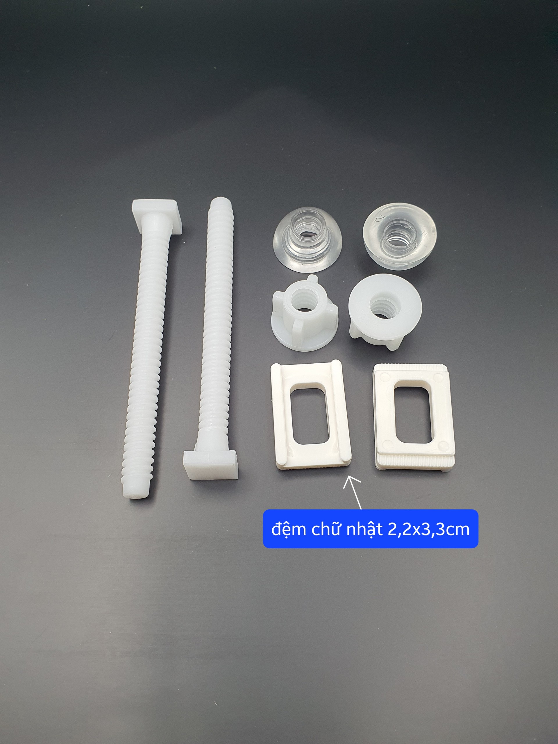 Ốc nắp bồn cầu ốc gắn nắp bàn cầu dành cho loại bồn cầu đóng êm loại ốc nhựa dài 10cm