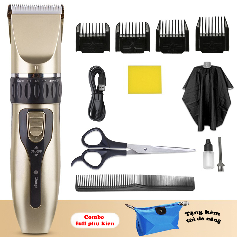 Tông đơ cắt tóc, Tông đơ cắt tóc loại tốt - tặng kèm 12 phụ kiện cao cấp, Tong do cat toc tại nhà tiện lợi