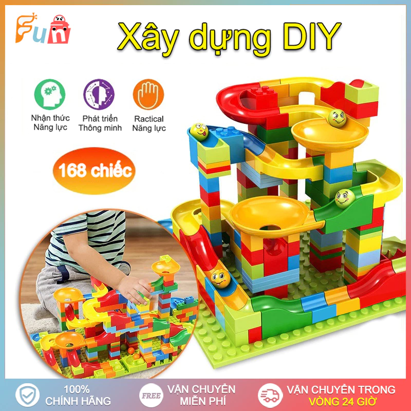  168 336 Miếng Đồ Chơi Lắp Ráp Đồ Chơi Khối Lăn Trượt Theo Dõi Hạt Lớn Ghép Khối Diy Mô Hình Đồ Chơi Cho Trẻ Em 
