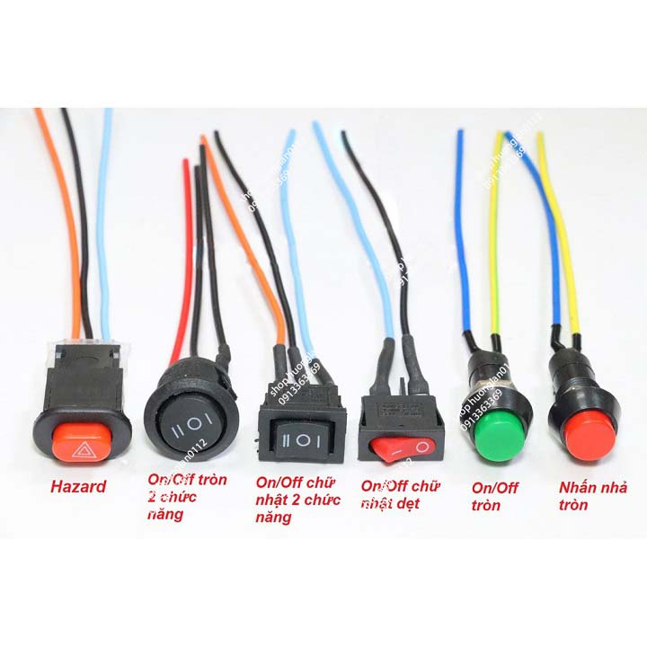 Công Tắc Xe Máy 6 loại ON/OFF - Nhấn Nhả - Hazard giá 1 chiếc
