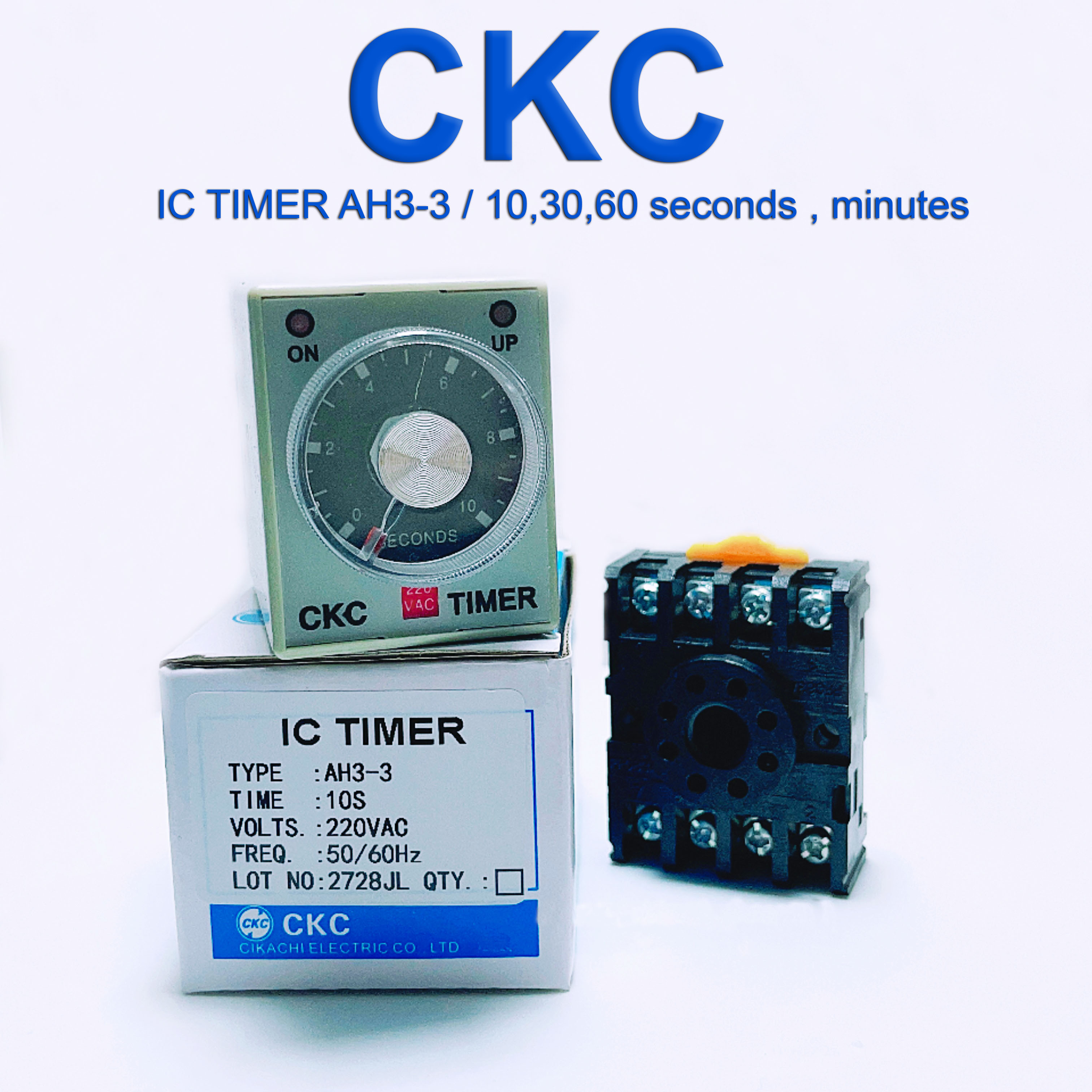 Rơ le thời gian ckc ah3-3 ac220v kèm đế