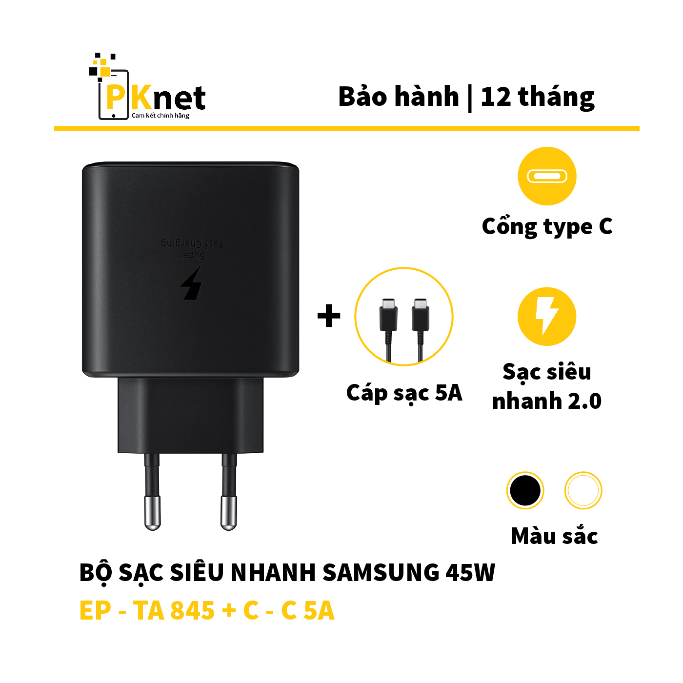 Bộ Sạc Nhanh Samsung 45W chính hãng chuẩn PD (PPS)