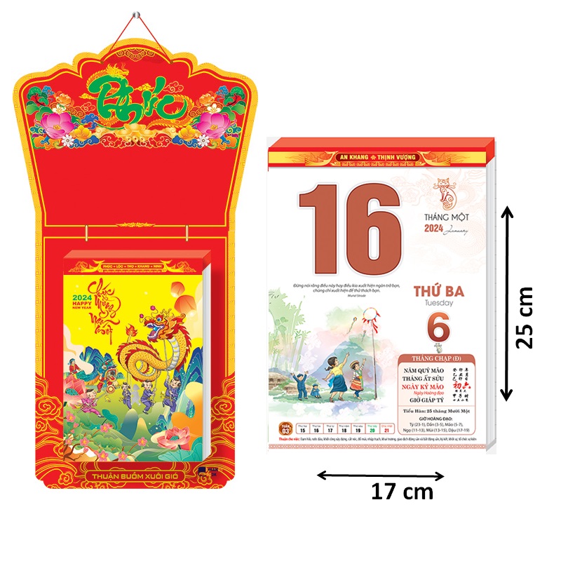 Bloc lịch 2024 - kích thước 17cm x 25 cm – trò chơi dân gian