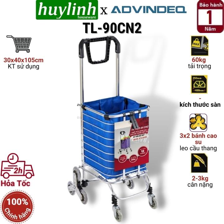 Xe kéo đi chợ leo cầu thang advindeq tl-90cn2 - tải trọng 60kg