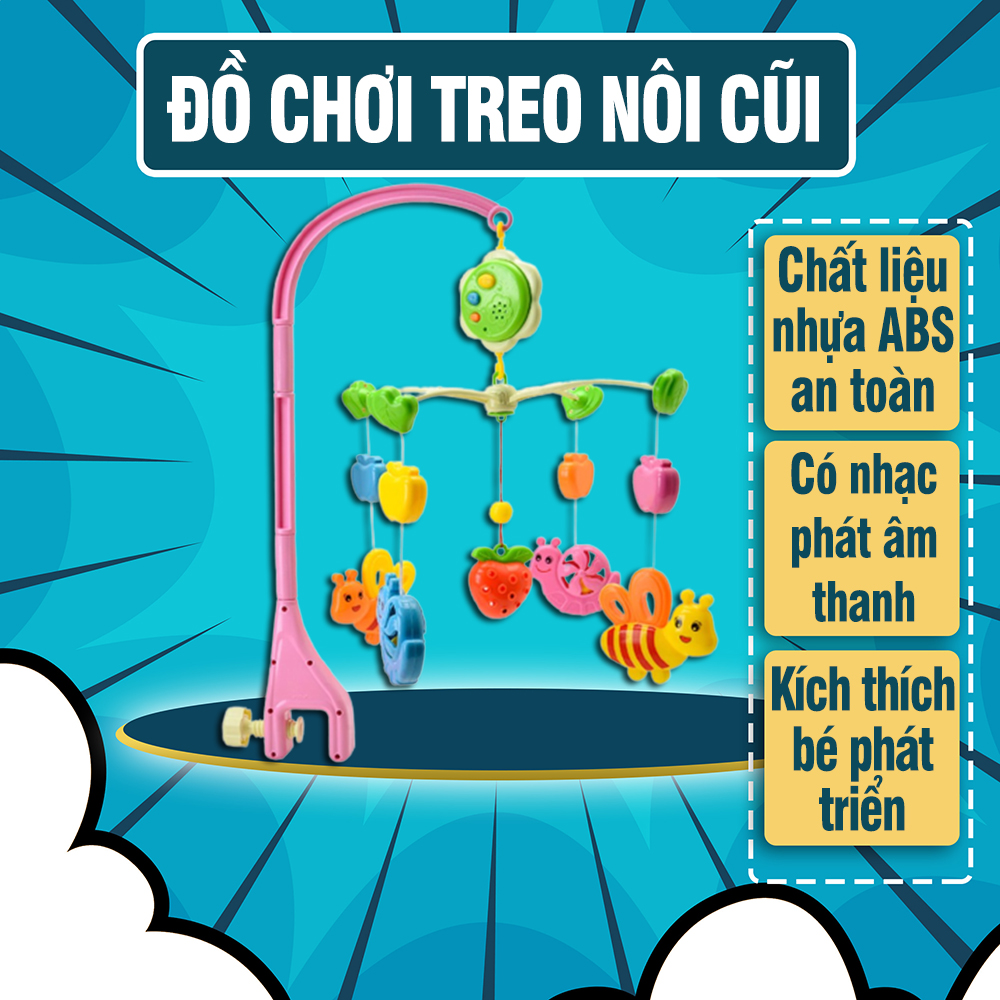 Đồ Chơi Treo Nôi Cũi - Bằng Nhựa An Toàn Cho Bé, Nhiều Hình Con Vật Và Âm Thanh - Đồ chơi treo nôi cho bé sơ sinh, đồ chơi treo cũi nôi cho bé, bộ đồ chơi treo nôi cho bé, do choi treo noi cho be - Luna Baby