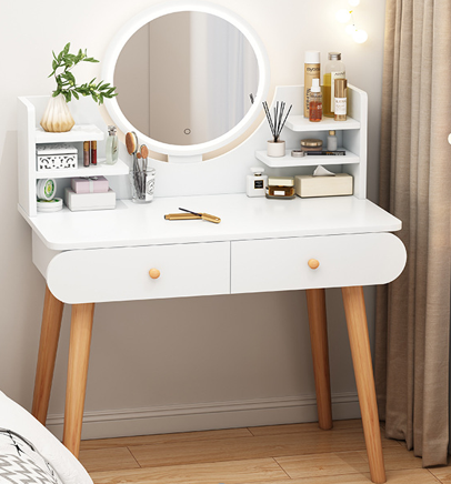 Bàn trang điểm được thiết kế khéo léo với gương LED cảm ứng 3 màu,Bàn trang điểm hiện đại phong cách Bắc Âu siêu đẹp.