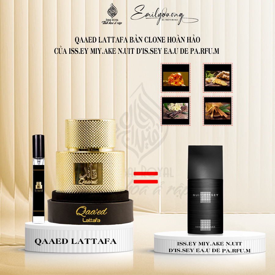 Nước hoa Dubai Unisex Lattafa QAA'ED EDP dành cho cả nam và nữ hương thơm nhẹ nhàng ấm áp 100 ml
