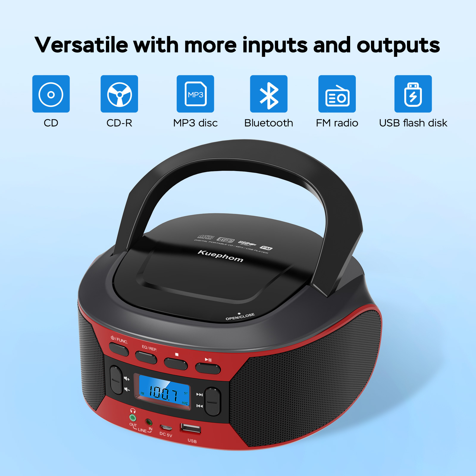 ĐÀI ĐĨA CD,ĐÀI CD HỌC NGOẠI NGỮ USB , BLUETOOTH  KUEPHOM W17 (GOLDYIP X1)