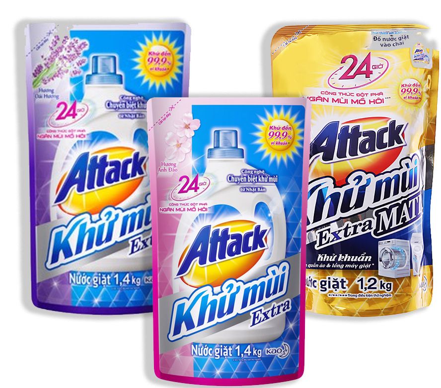 Combo 3 nước giặt attack khử mùi công nghệ nhật bản