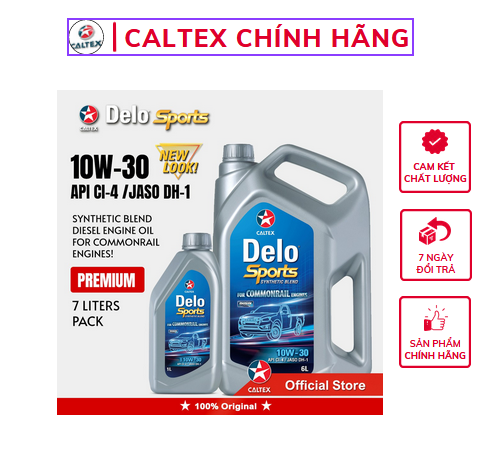 Nhớt động cơ diesel CALTEX dành cho xe bán tải - Delo Sports Synthetic Blend SAE 10W30 bao bì 7L