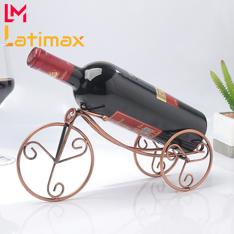 Kệ rượu vang hình xe đạp cỡ nhỏ phủ sơn giả đồng nghệ thuật Latimax - Giá để rượu độc đáo