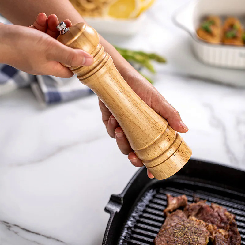 5810 Inch Rắn Gỗ Muối Và Hạt Tiêu Nhà Máy Gia Vị Hạt Máy Xay Với Có Thể Điều Chỉnh Gốm Mài Lõi Nhà Bếp Công Cụ Nhà Máy