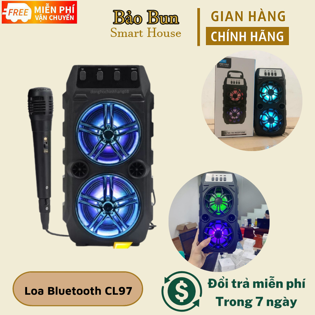Loa bluetooth không dây cl97 âm thanh sống động - tặng kèm micro hát karaoke