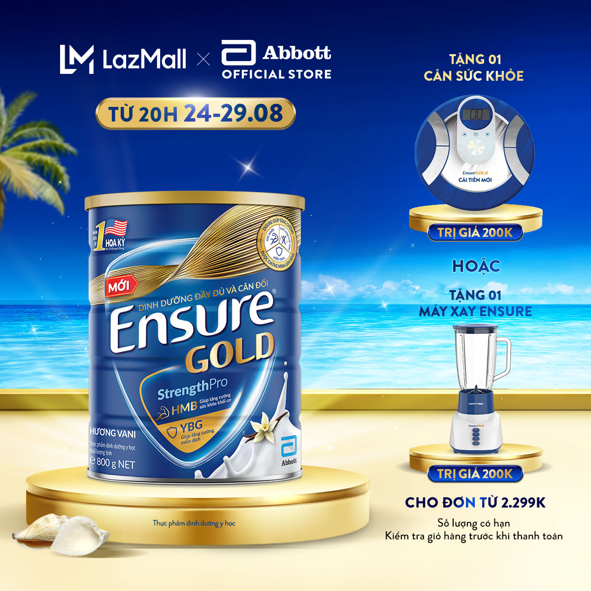 Lon sữa bột Ensure Gold hương Vani 800g