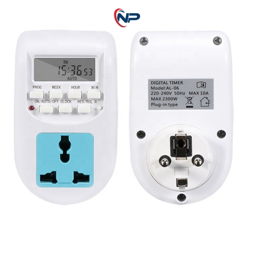 Ổ cắm điện thông minh hẹn giờ điện tử al06, tích hợp16 chế độ hẹn giờ, tự động bật tắt thông minh, nhatphongsolar, quà tặng 4 nút bịt ổ cắm