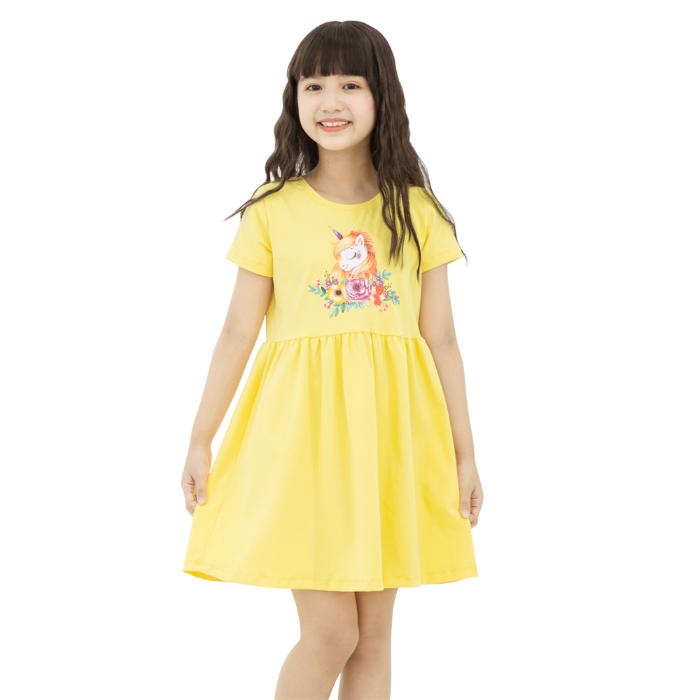Đầm Bé Gái In Ngựa Pony 100% COTTON 4C từ 18 - 40kg - GUKID - GKV10