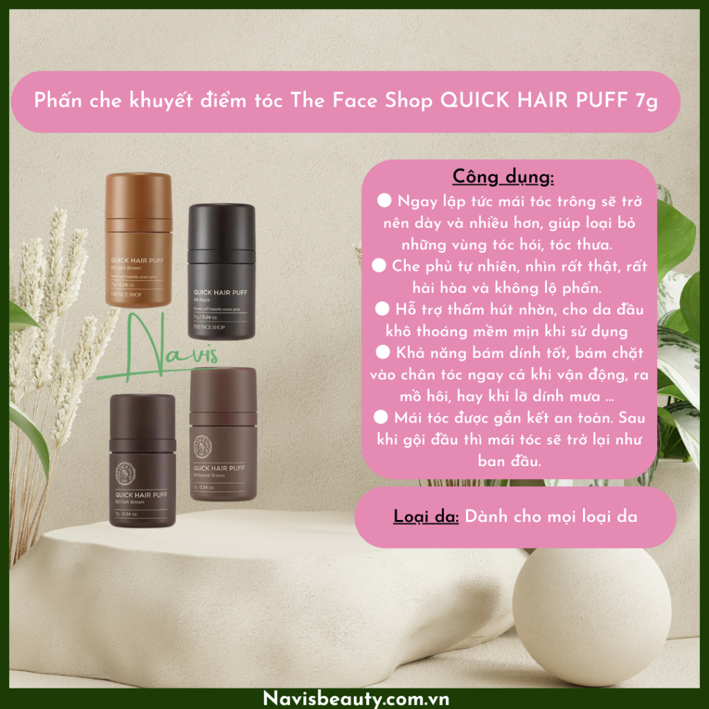 Phấn Che Khuyết Điểm Tóc Che Hói TheFaceShop Quick Hair Puff 7g