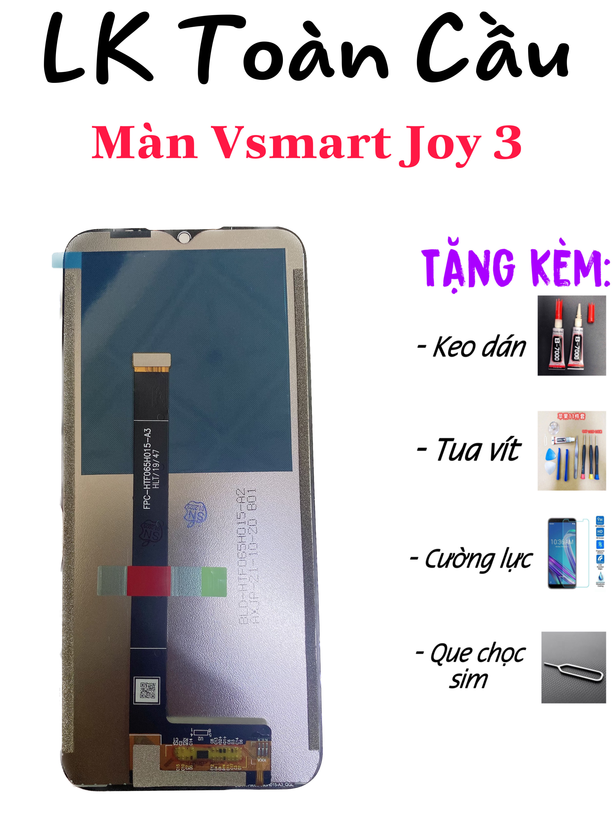 Màn hình VSmart Joy 3 New Full bộ màu đen bảo hành 3 tháng Tặng kèm keo dán màn hình+tua vít sữa chữa+cường lực+que chọc sim+FREE SHIP