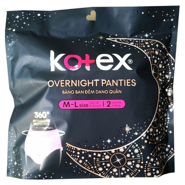 Băng vệ sinh Kotex quần 2 miếng gói, băng vệ sinh Kotex đêm dạng quần M-L