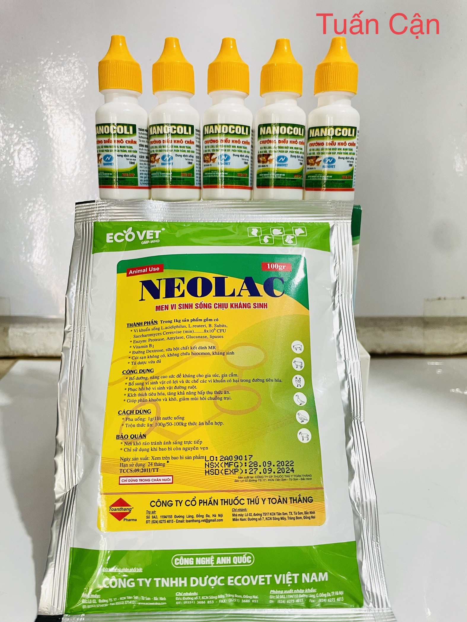 Combo 5Lo Nanocoli+ 1 Men Neolac Tieu chay phan xanh, phan trắng, phan đo, chuong diều, khô chân, xã cánh
