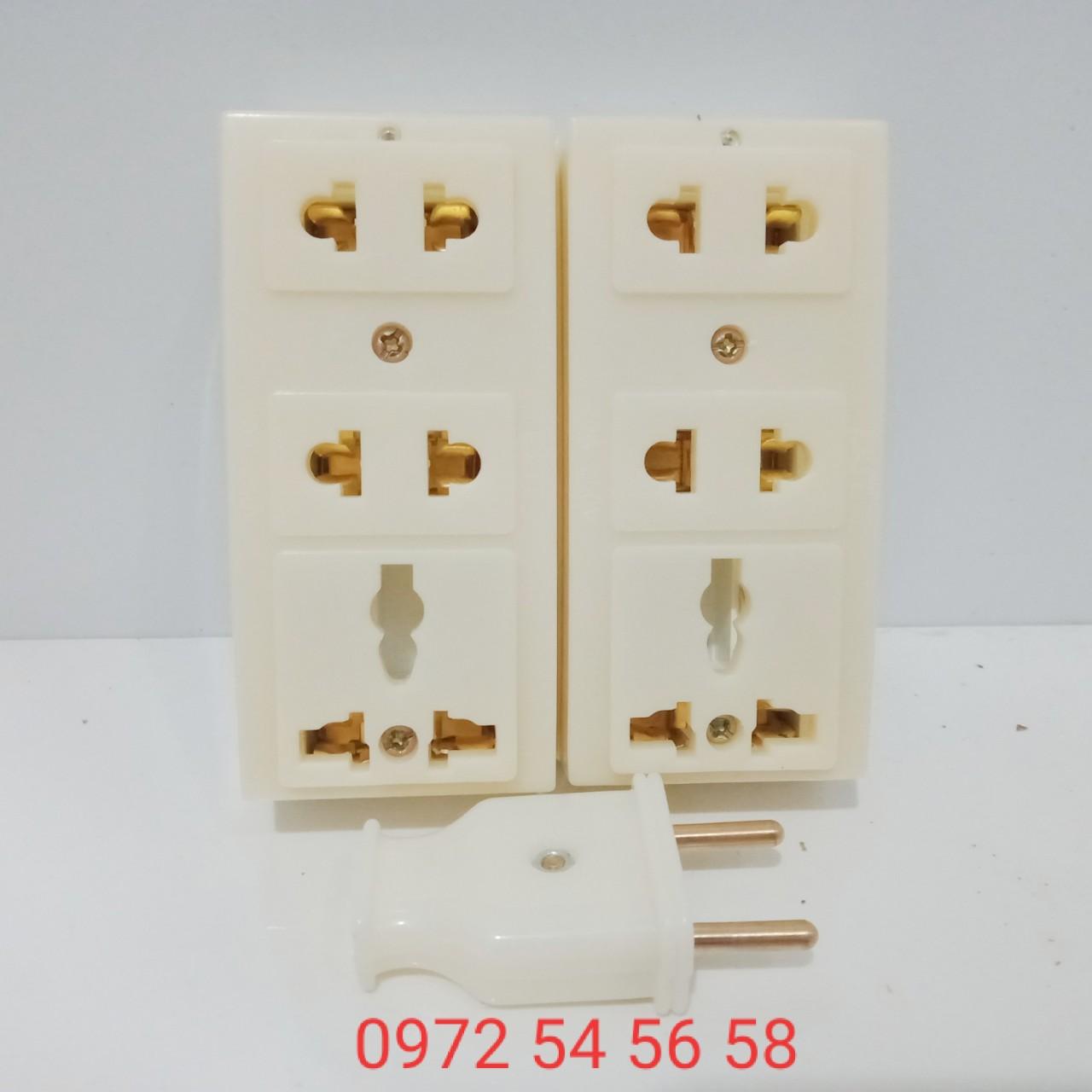 2 Ổ cắm điện Ekip 3 lổ cắm loại tốt, tặng 1 phích cắm