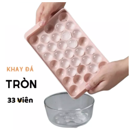 Khay đá tròn 33 ô - Khuôn làm đá 33 viên có nắp đậy thông minh- Khay làm đá viên tủ lạnh kiêm khuôn làm thạch rau câu
