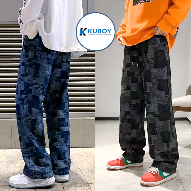 Quần jean nam ống rộng đen chất vải cao cấp Quần bò nam ống suông rộng dáng đứng Form xuông hottrend