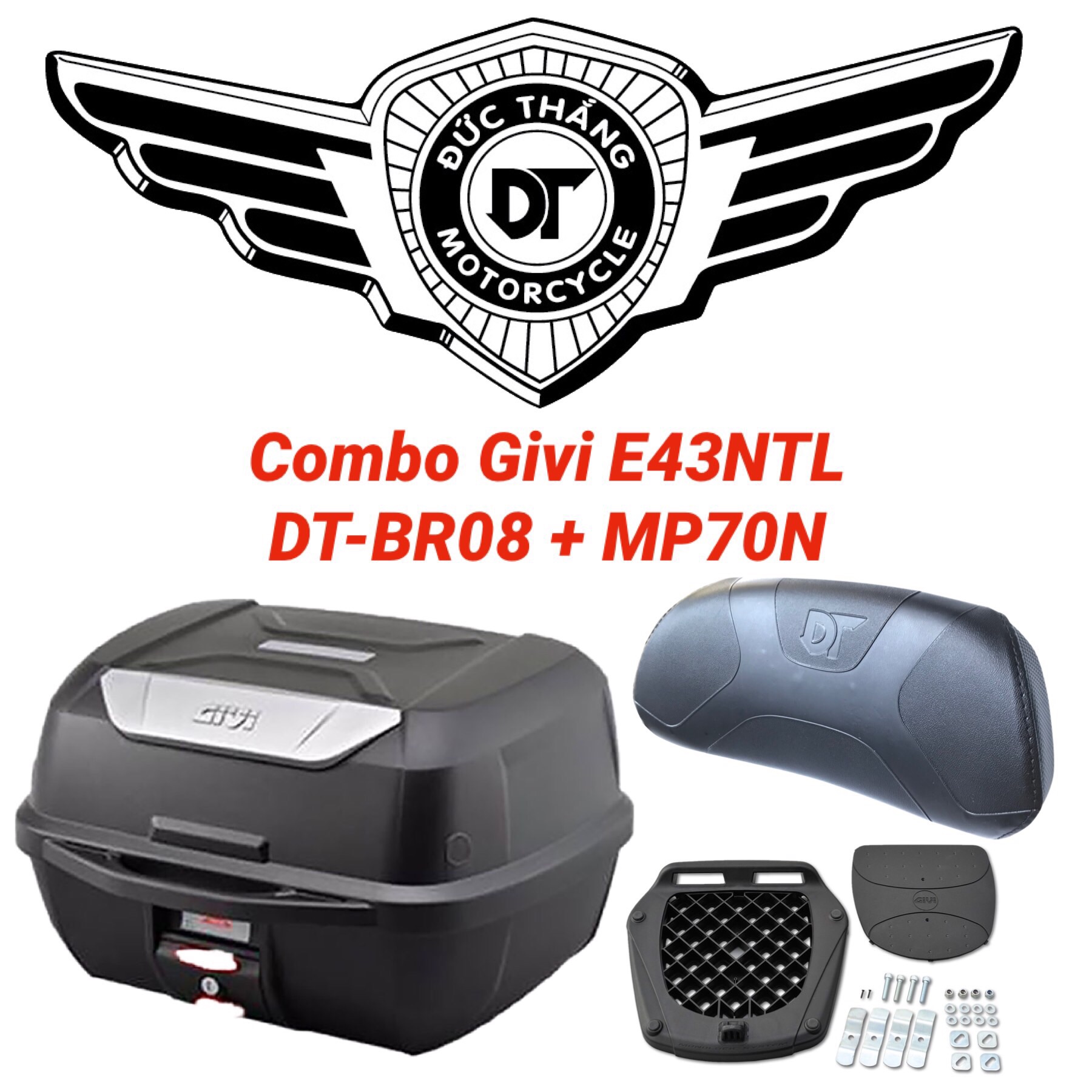 COMBO GIVI E43NTL + Tựa Lưng DT-BR08 + Đế MP70N
