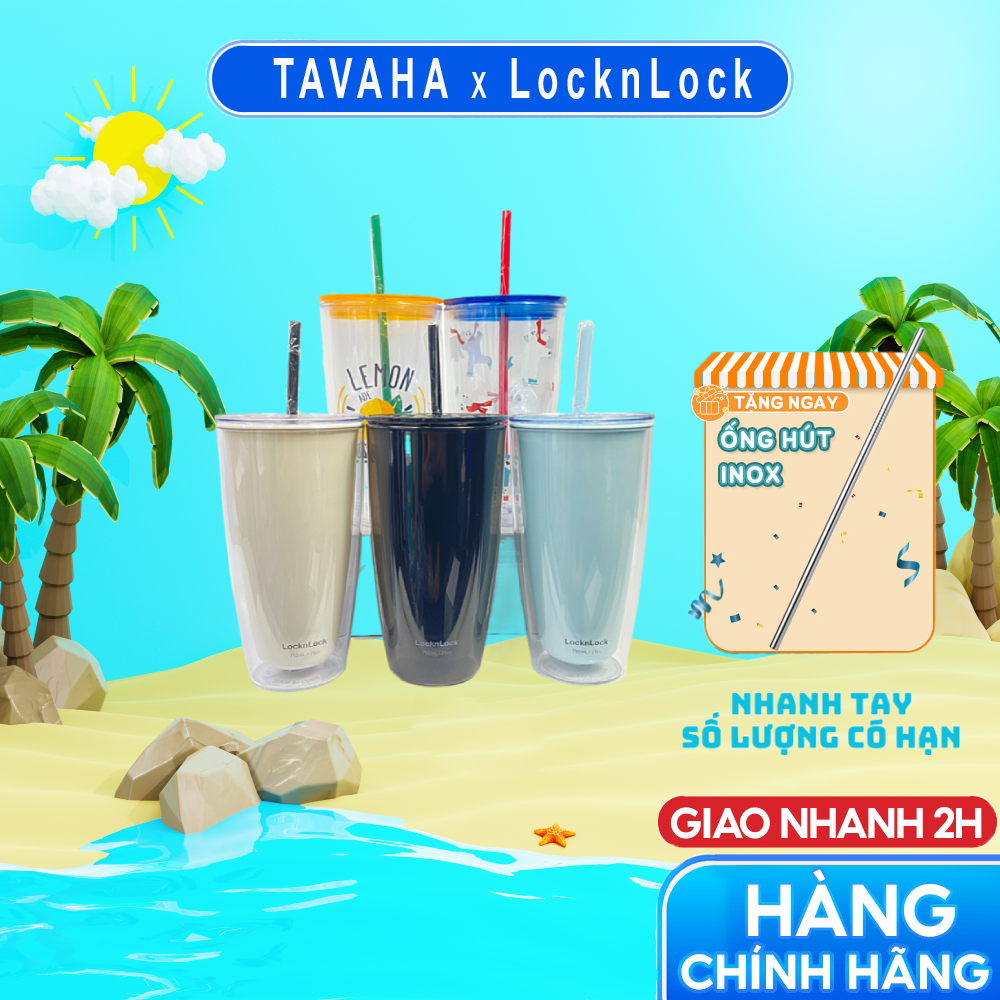 Ly nhựa có ống hút lock&lock hap507 750ml-hàng chính hãng