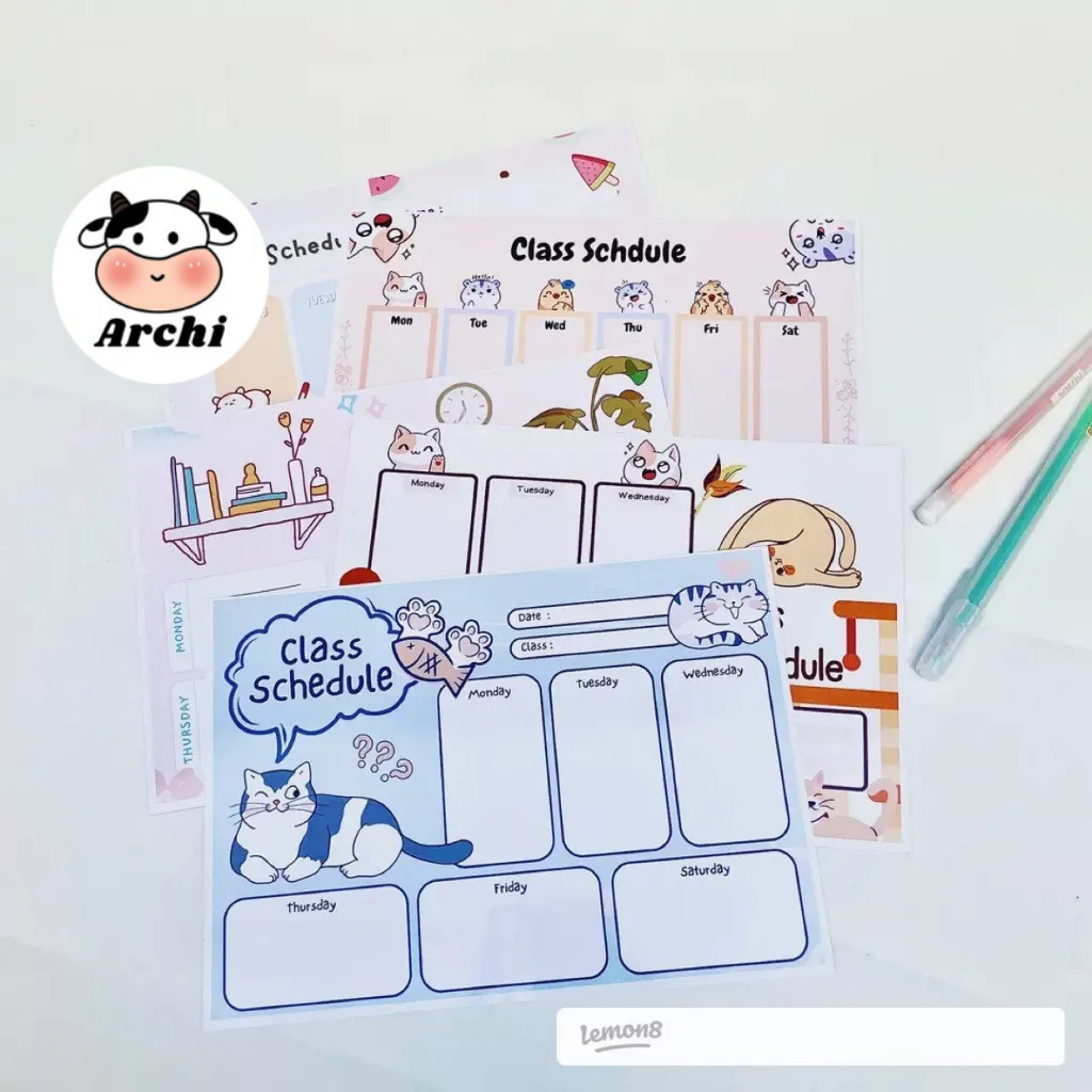 Decal dán thời khóa biểu dễ thương tiện lợi ghi chú thời gian biểu a6