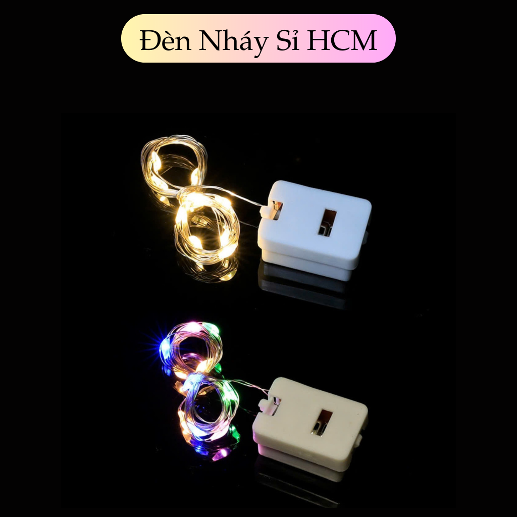Dây đèn led nhấp nháy dùng pin, đèn nháy đom đóm 1m, 2m, 3m màu vàng và nhiều màu