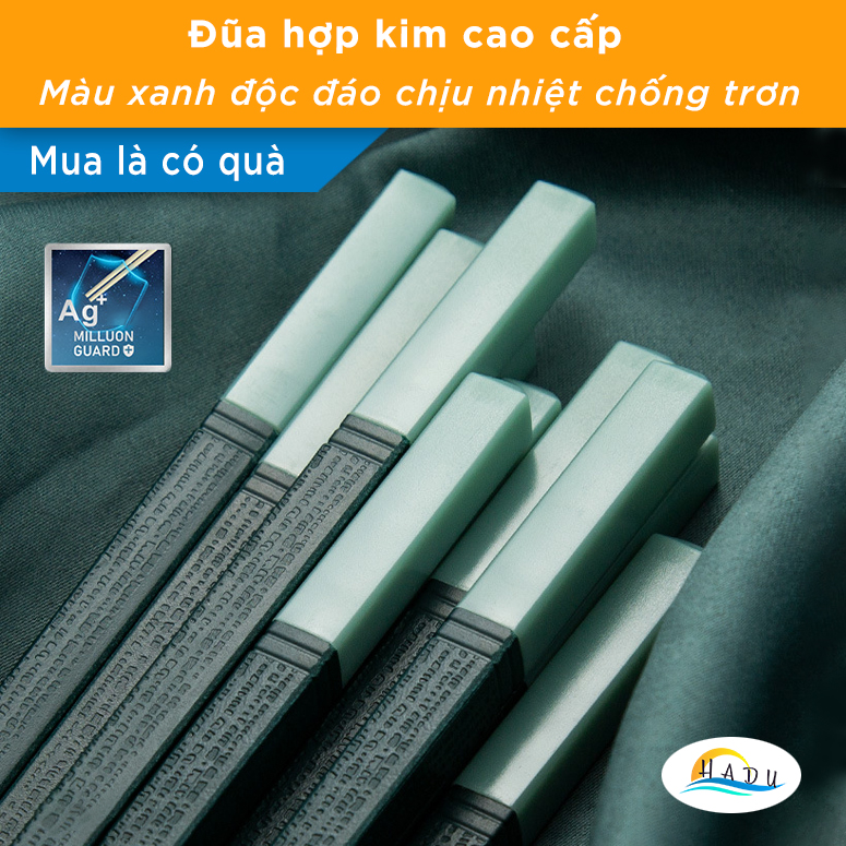 [10 Đôi] Đũa Ăn Cơm Cao Cấp Chống Mốc Kháng Khuẩn Kiểu Nhật Bản Sợi Thủy Tinh Màu Xanh HADU