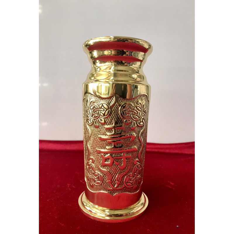 Ống Đựng Nhang Bằng Đồng Ống Đựng Nhan Song Long Thuận Phát cao 19cm