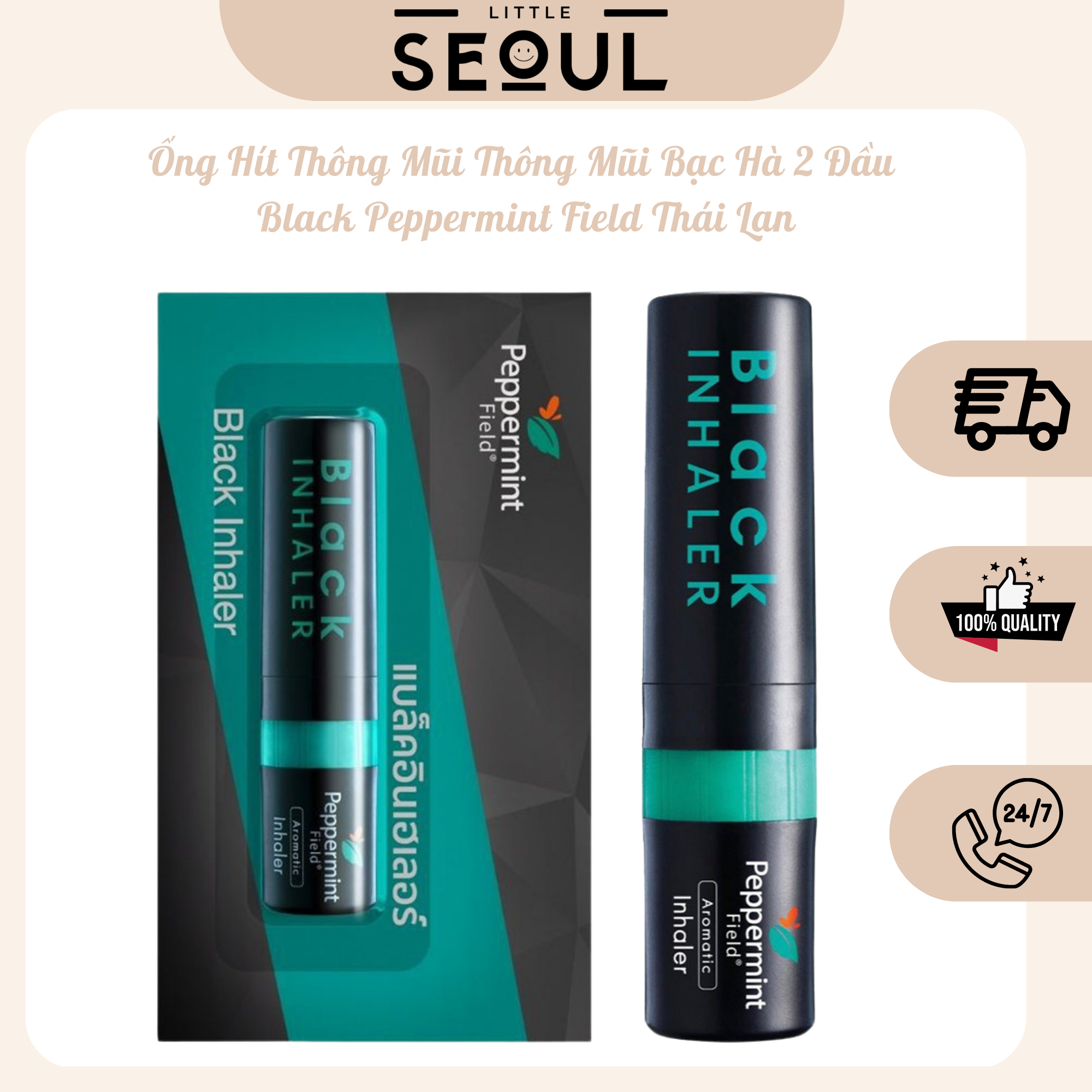 Ống hít đen thông mũi thông mũi bạc hà 2 đầu black peppermint field thái lan
