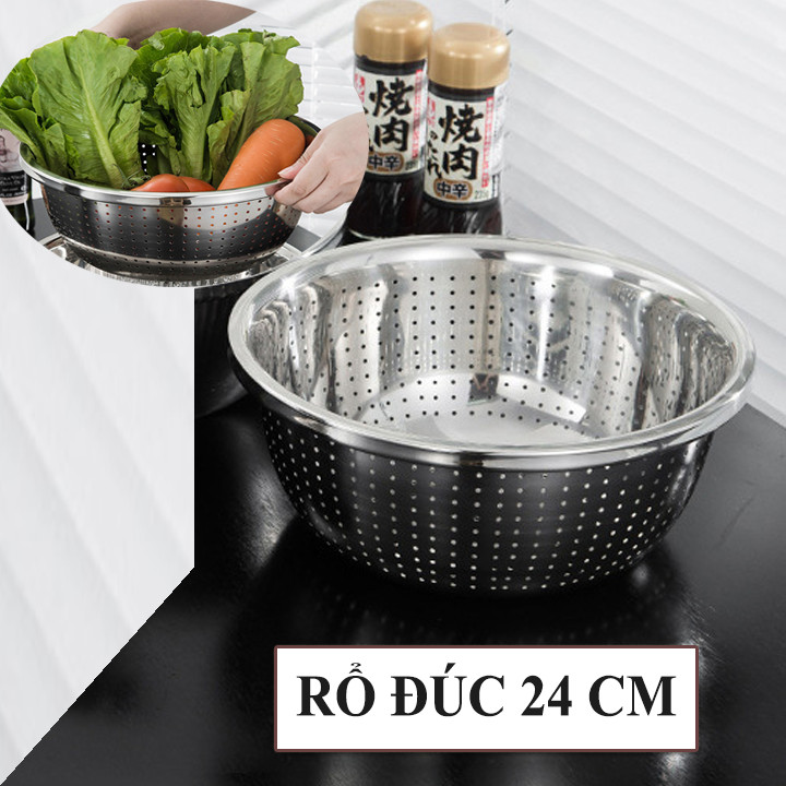 [RỔ ĐÚC 24CM] Rổ inox bền đẹp, rổ đúc Rổ đựng hoa quả, đựng rau an toàn, bền, đẹp