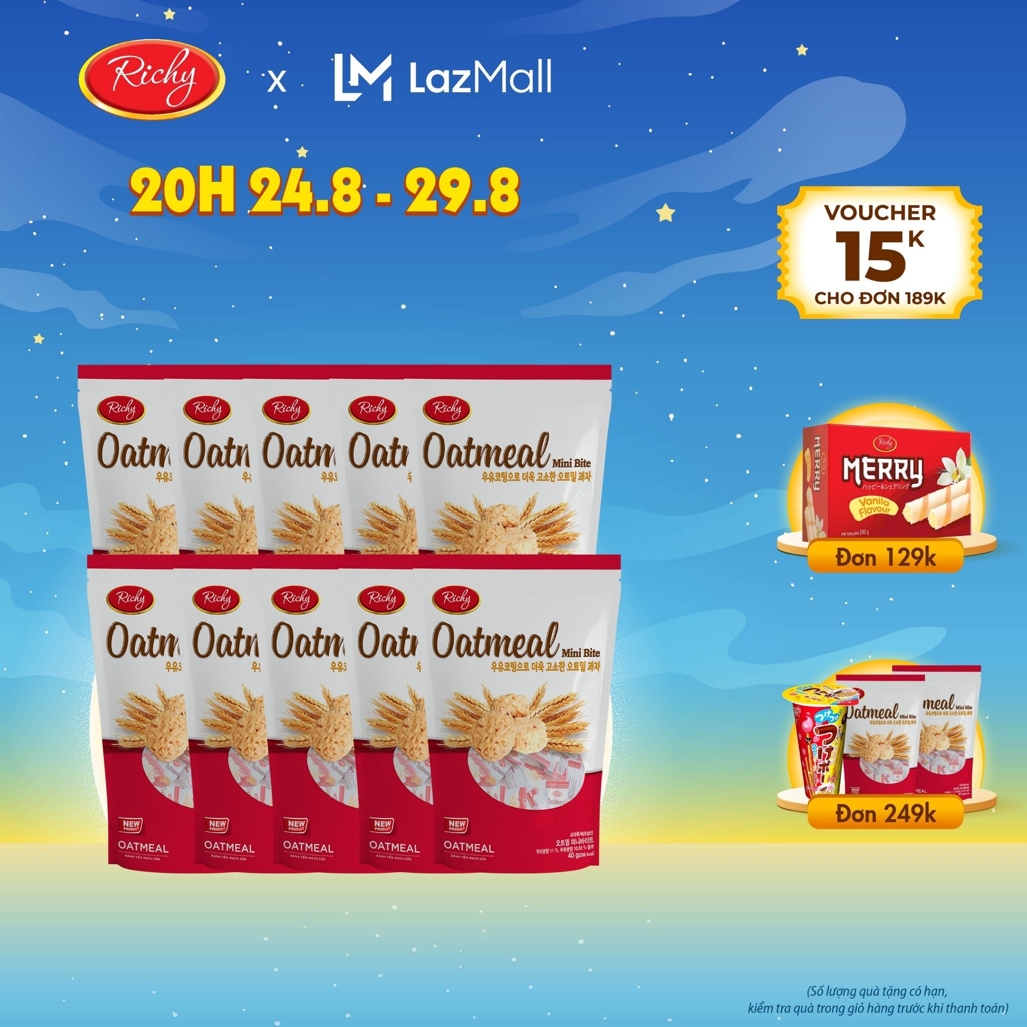Combo 10 gói bánh yến mạch richy túi nhỏ - túi 35g-40g