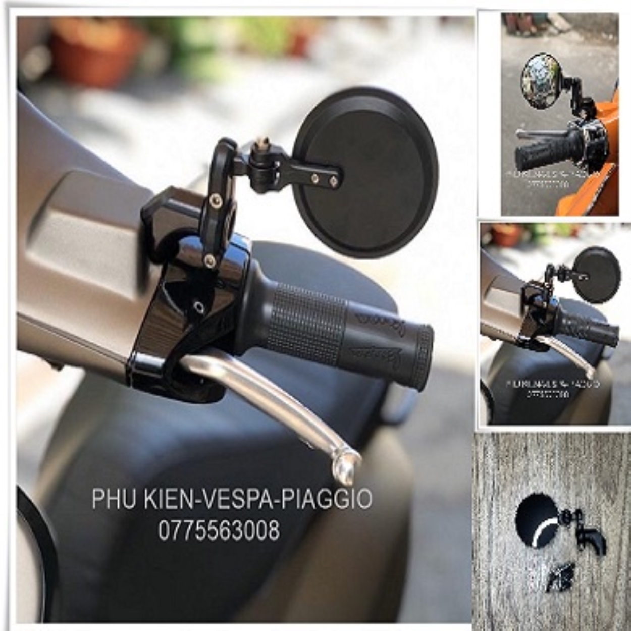 Gương xe máy▽✱∋ Gương Vespa Tròn Xoay đa chiều cho xe Vespa Piaggio