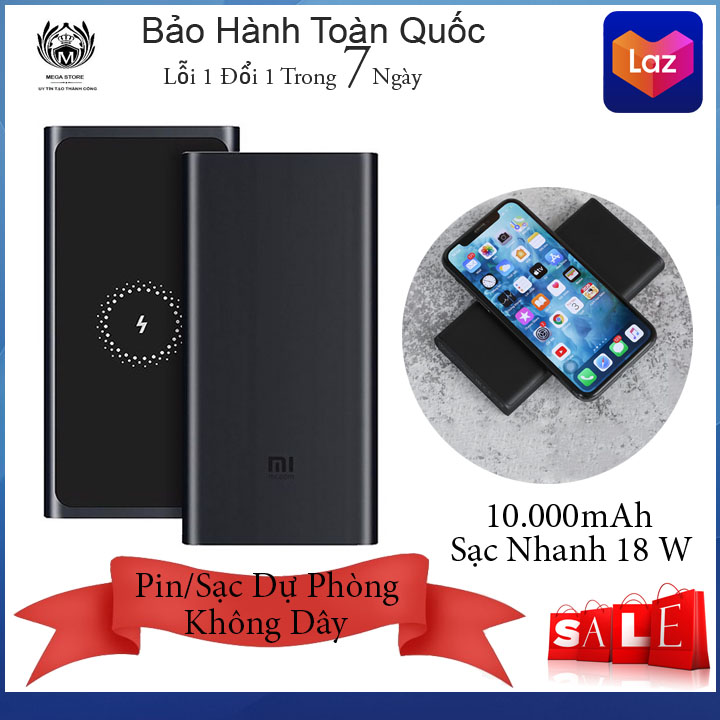 Pin Dự Phòng - Sạc Dự Phòng Xiaomi Không Dây Mi 10000 mAh 18W Wireless - Bảo Hành 6 Tháng