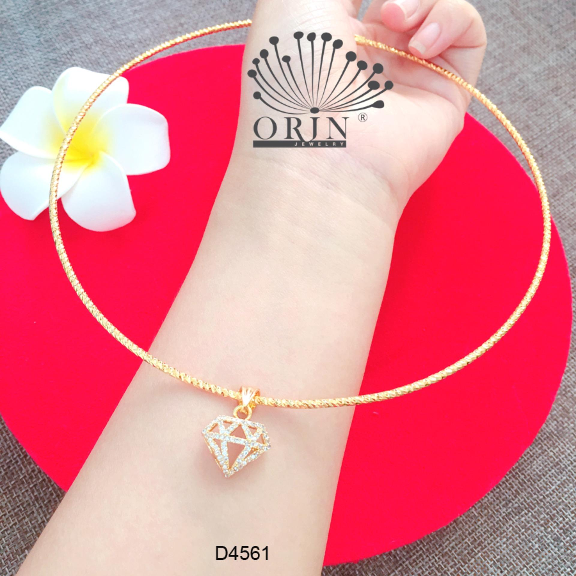 Kiềng cổ nữ , vòng cổ nữ mặt hình viên kim cương bền màu đính đá thiết kế cao cấp Orin D4561 - Long Tien