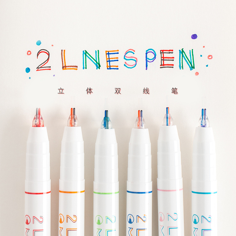 Bút hai ngòi lông kim s45 - 2 lines pen đủ màu