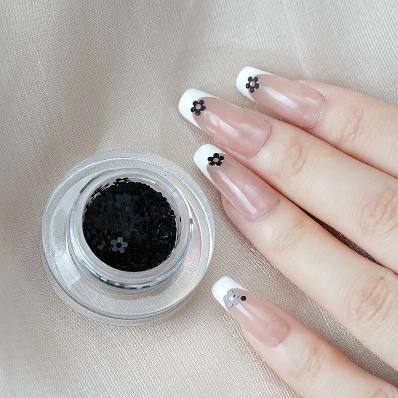 Phụ kiện nhũ trang trí móng tay nail siêu mới hot lẻ hũ hoa tim