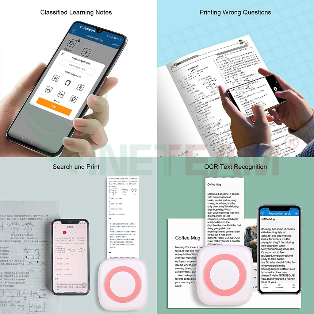 🎁Tặng giấy in🎁 Máy in nhiệt mini cầm tay bluetooth giá rẻ cho học sinh - in tài liệu, in ảnh, kết nối với điện thoại