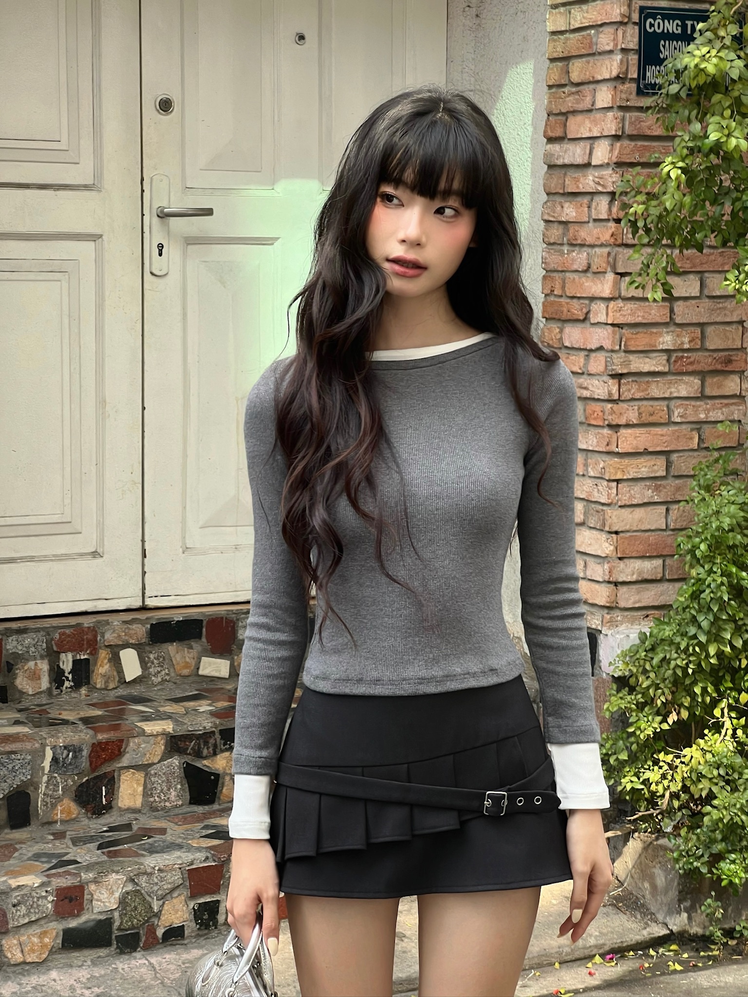 Mì - chân váy xếp ly xéo - myn skirt