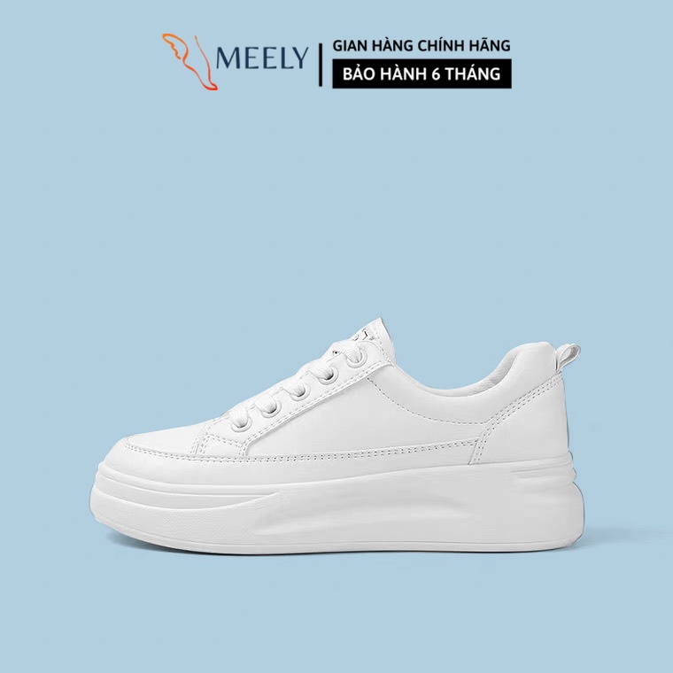 Giày Thể Thao Nữ MEELY Màu Trắng Sneaker Ulzzang Đế Bằng Kiểu Basic - BCA01